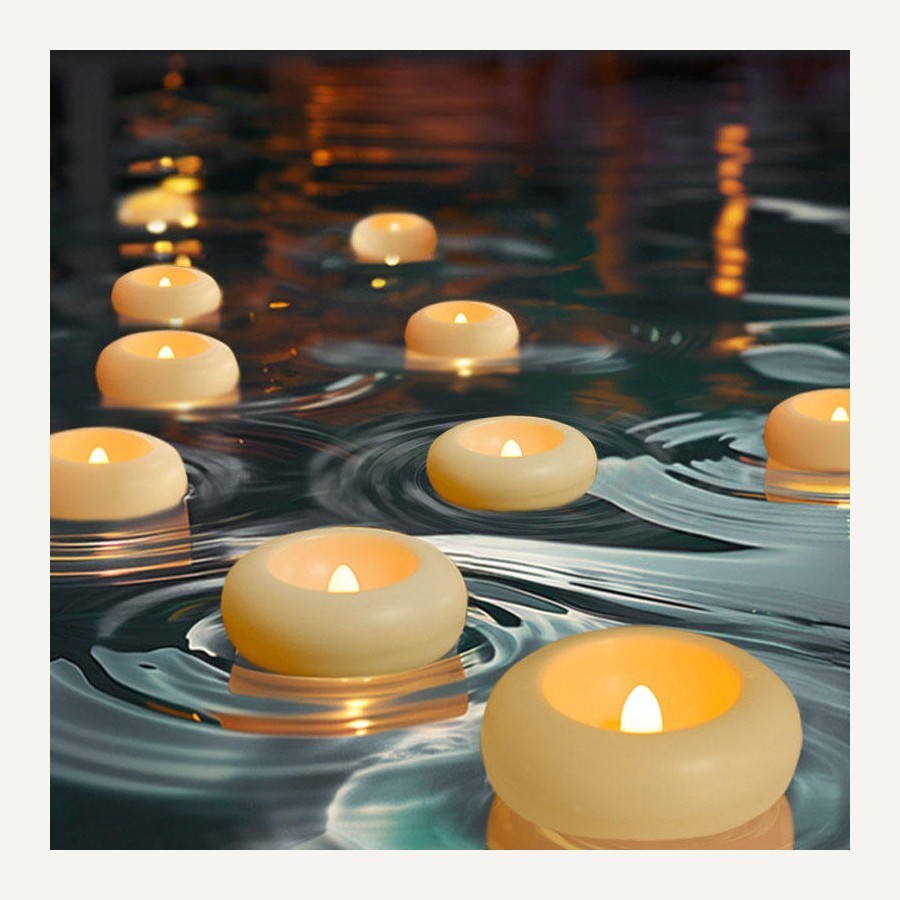 Les bougies LED flottantes — Ça flotte, ça ne brûle rien.