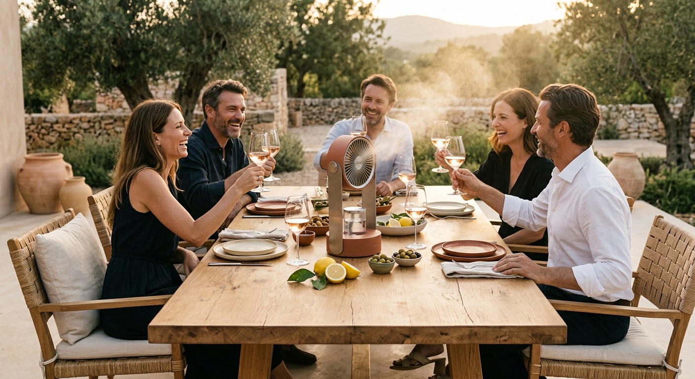 Tablée en terrasse avec Le brumisateur de table