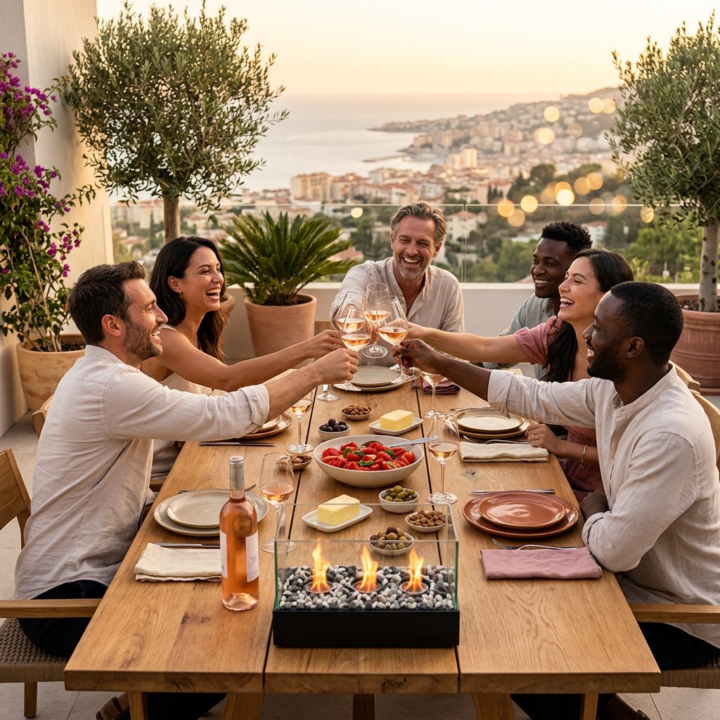 Tablée en terrasse avec La cheminée 3 flammes