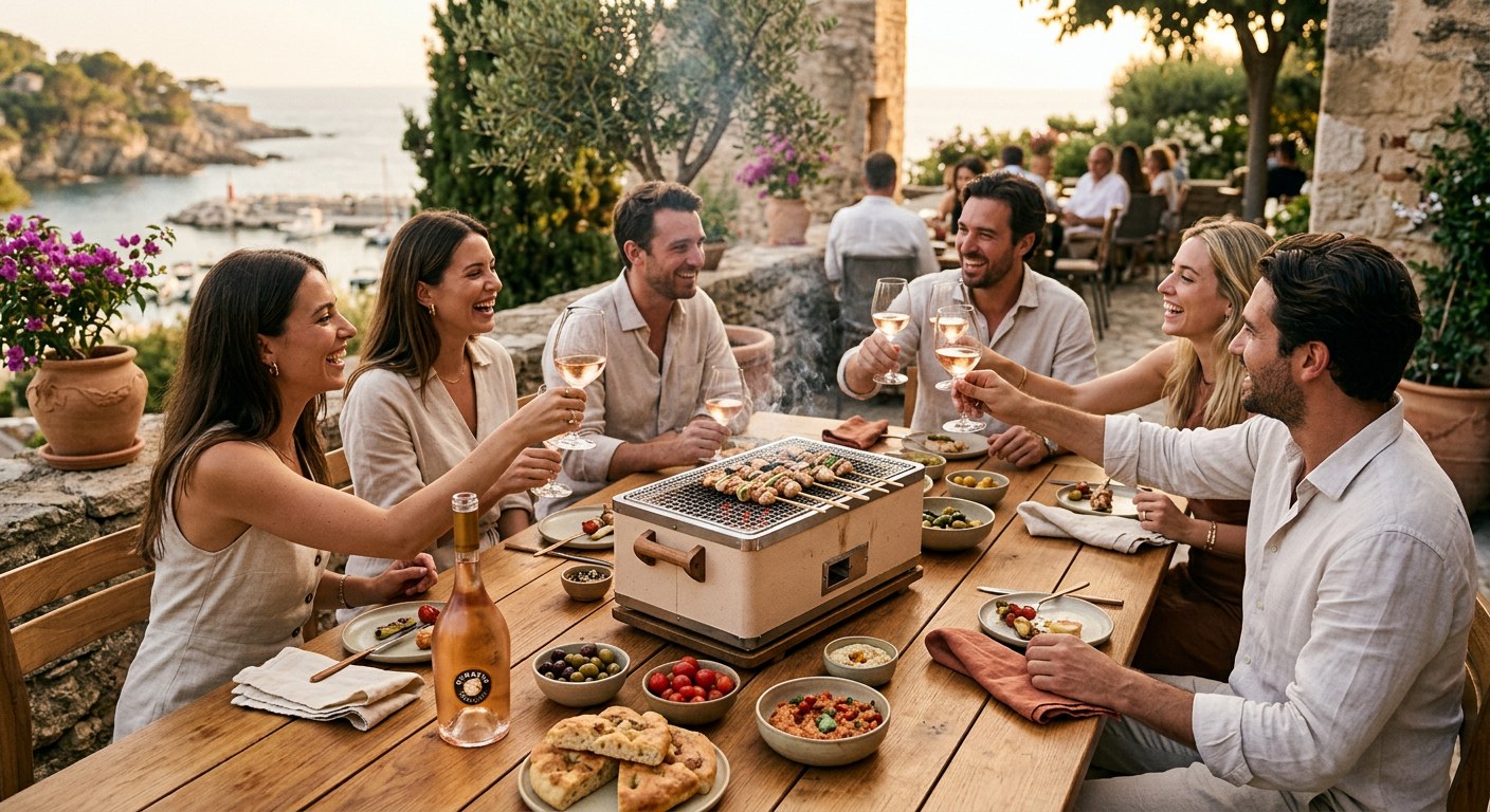 Tablée en terrasse avec Le mini-grill japonais
