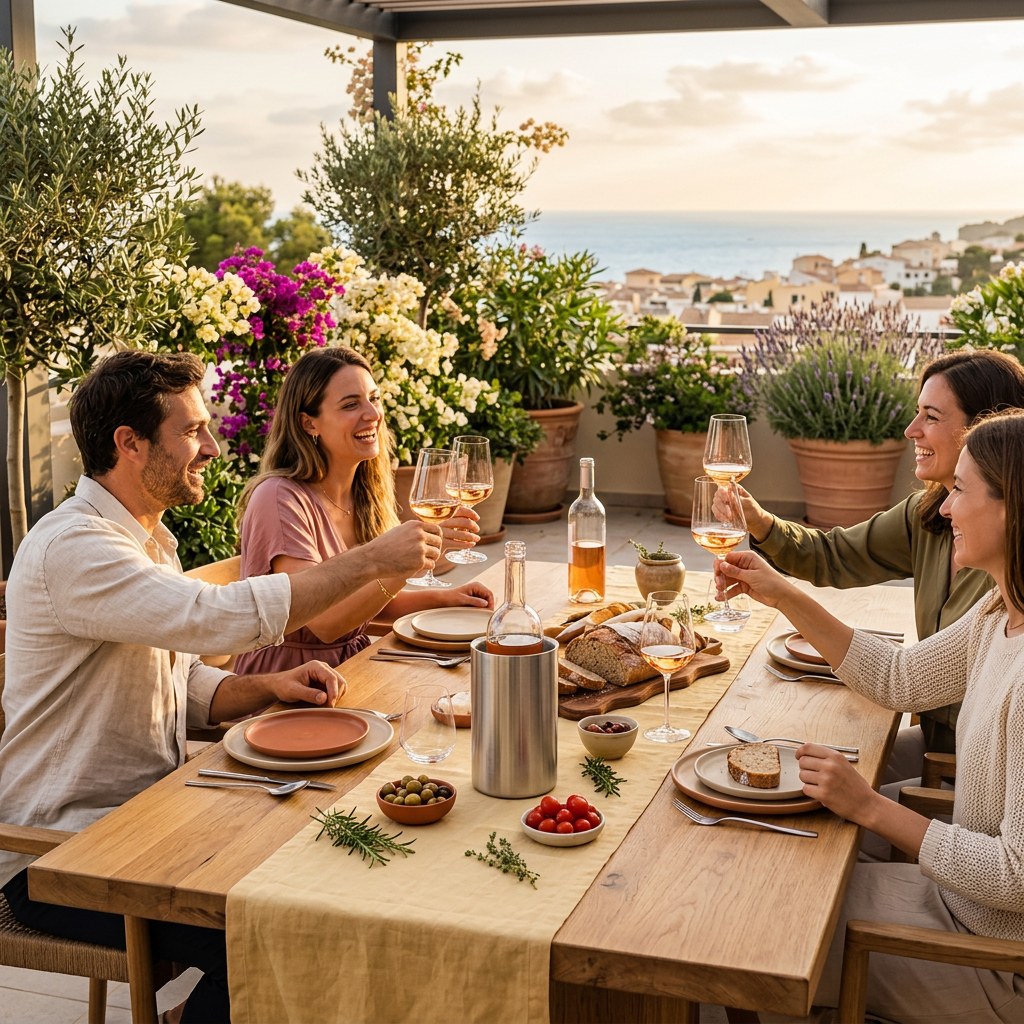 Tablée en terrasse avec Le rafraîchisseur double paroi